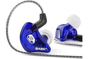 BASN Bsinger PRO in-Ear Monitors for Musicians, Two Detachable MMCX Cables Noise Canceling Earbuds (Blue)