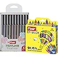 FLAIR Creative Series 10 Vibrant Colorful Shades Hotline Fineliner & 10 Bright Multicolor Shades Bold Watercolor Pen Art Combo | Ideal for Mandala, Sketching, Doodling, Journal, Coloring, Painting