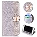 Produktbild Shinyzone Huawei P10 Plus Bling Glitzer Flip Brieftasche Hülle,Huawei P10 Plus Hülle,Luxus Diamant [3D Schmetterling Magnetverschluss] [Standfunktion] mit Kartenhalter,Anti-Scratch PU Leder Stoßfest Schutzhülle für Huawei P10 Plus,Silber