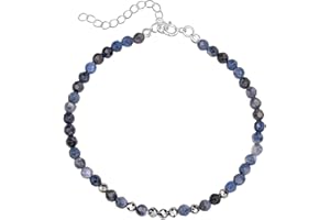 Unique Gems Cavigliera in filigrana con pietre preziose a scelta libera catena di perle sfaccettate, diametro 4 mm, 22 cm + 4 cm