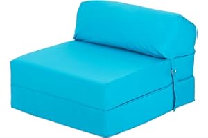 Ready Steady Bed Chaise Pliante Z-Fold Confortable | Canapé-lit Futon léger | Housse Souple et résistante à l'eau | Matelas Zbed de Conception Ergonomique (Turquoise)