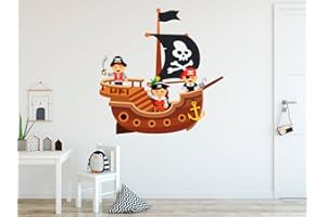 OEDIM Vinilo Decorativo para Pared Barco Pirata | Varias Medidas 100x100cm | Pegatina Adhesiva Decorativa de Diseño Elegante