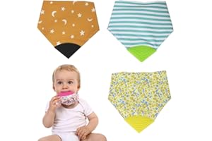 OAYGAT Baby Bibs Newborn Toddler Baby Bandana Dribble Bibs Super Soft and Absorbent Drooling Bib with Teether Infant Teething Bib with Snaps Toddler Bibb Teething Toy for Boys Girls Unisex Infant Toddlers