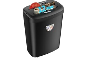 WOOLSCHE Aktenvernichter, schreddert 12 Blätter auf einmal, kann Kreditkarten/CD und Büroklammern zerkleinern, papierschredder mit einem 25-Liter-Abfallbehälter