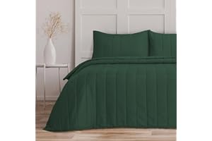 Bronwen Mathews King Size Bedspreads Quilted Pattern - 3Pcs Bottle Green Sofa Throw Set 240x260cm Soft Microfiber Lightweight Coverlet with 2 Pillowcases 50x75cm for All-Season (Bottle Green, King)