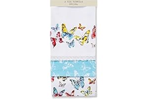 SiXsigma Sports Pack of 3 Tea Towels For Kitchen - Premium Cotton Decorative Kitchen Towel Linen for Cooking, BBQ, Baking & Dish Drying - Ideal For Women & Men (Butterfly Brew)