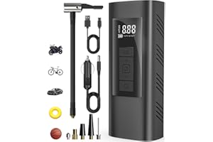 Zawaer Compresseur à Air Portatif, 6000mAh Pompe A Velo Gonfleur Pneus Voiture Gonfleur Electrique, 150PSI Mini Pompe à Air électrique, Compresseur à Air,Type-C Charge pour Voiture/VéLo/Moto/Balle.