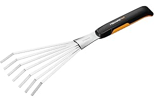 Fiskars Rastrillo de mano, 7 púas, Negro/Naranja, Acero inoxidable/Plástico, Xact, 1027044