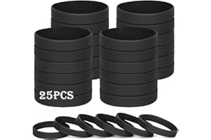 HONTIUS 8'' Braccialetti In Gomma, 25 Pezzi Braccialetti In Silicone, Nero Vuoto Elastici di Gomma per Uomo Donna Scuola Insegnante Squadra Festa