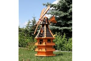 HOLZDEKOLADEN Rießige XXL Windmühle mit Solar schwarz Typ 14.1