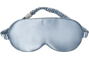 Masque de Nuit Sommeil Soie Yeux YUNCHI 100% Pur Naturelle 19 Mommes Mûrier Soie Cache Oeil Pour Dormir Bandeau Douce Confortable Occultant Femme/Homme/Adulte Avec Bouchons D'oreilles (Bleu)