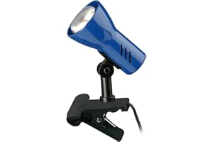 BRILONER - Lampada da lettura da comodino, da scrivania per bambini, lampada da tavolo, morsetto per libri, orientabile, interruttore a cavo, blu