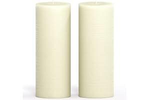 CANDWAX 7.6x20.3 cm Pillar Candle Set of 2 - Decorative Rustic Candles Unscented and No Drip Candles - Ideal as Wedding Candles or Large Candles for Home Interior - Ivory Candles