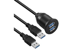 BAOLONGKING Kabel USB do deski rozdzielczej, do montażu wpuszczanego, 1 m, USB 3.0, przedłużacz do deski rozdzielczej, do samochodu, łodzi, motocykla