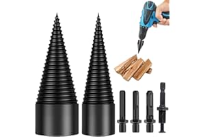 LINYIJOY Holzspalter Schraube Kegel Set, 42mm + 32mm Bohrkegel Holzspalter mit 4 Bohrgriffe Spaltholzkegel Holzspalterbohre, Schraube Kegel Schaft Holzspalter Bohrer Brennholzbohrer für Bohrmaschine