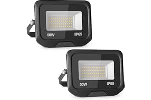 ROYANA 2pcs 50W 5000LM Projecteur LED Extérieur 3000K Blanc Chaud Spot LED Extérieur IP65 Etanche Projecteur LED pour Terrasse Jardin Parc Garage Cour Entrée
