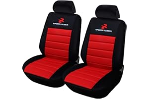 eSituro SCSC0078 2-częściowy pokrowiec na siedzenia, uniwersalne pokrowce na siedzenia samochodowe, grube, wyściełane, czerwony