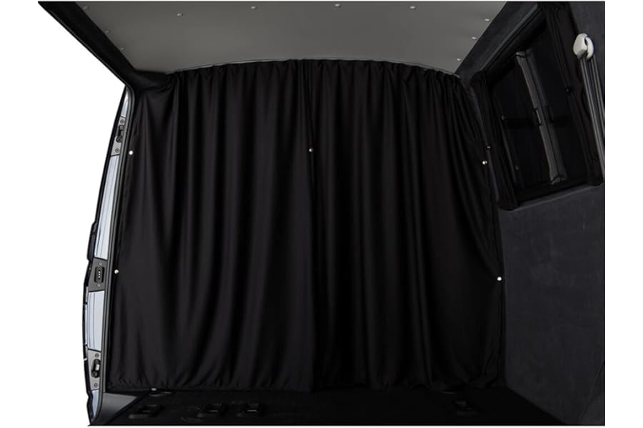 Shore Vans Blackout Curtains Compatible with Vauxhall Vivaro 2001-2020 (Black, Cab Divider)