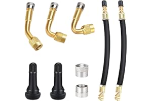 Drado Reifenventil Verlängerung Adapter, Reifen Ventil Verlängerung 45 90 135 Grad, 180mm Gummi Reifen Ventilverlängerung, 2 Stück Gummi Ventile TR413 für Auto Motorrad Fahrrad Scooter