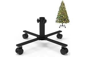 TONHUI Soporte de árbol de Navidad para árbol artificial, base de repuesto para árbol de Navidad con rueda universal para árboles artificiales de 90 a 180 cm, se adapta a árboles de 1,2 a 3,5 cm, color negro
