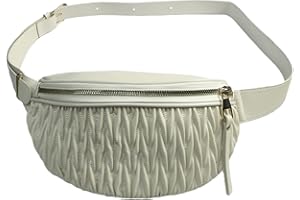 ANPTER Riñoneras de Moda,Riñonera Mujer,Impermeable Viaje Cinturón,PU Fanny Bag Waist Pack Ajustable Bolso Bandolera Bolso de la Cintura, Peso Ligero Estupendopara Viaje Trabajo Fiesta (Beige Riñoneras)