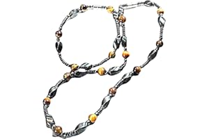 RICHRAIN Ensemble collier et bracelet de perles en hématite magnétique et œil de tigre pour homme – Mala sans cou – Ensemble de bijoux (M)
