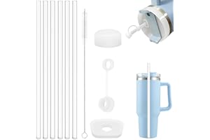 CHRI 6 słomek do kubka Stanley, akcesoria do akcesoriów Stanley Cup 30/40oz (31 cm, przyjazne dla środowiska tworzywo sztuczne, przezroczyste, ze szczotką do czyszczenia)