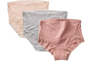 FEOYA Mutandine di maternità Traspiranti di Grandi Dimensioni a Vita Alta da Donna in Cotone 3 Pezzi/Set