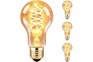 GBLY LED E27 lámpara vintage - A60 Edison Bombilla 2700K 4W blanco cálido lámpara incandescente filamento vidrio retro lámpara antigua ahorro de energía lámpara de hotel 3 pack