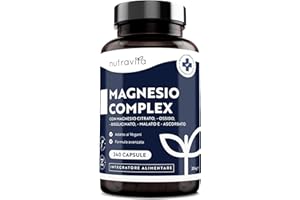 Nutravita Magnesio Completo 1146 mg – 240 Capsule Vegane Ad Alto Dosaggio - 400 mg di Magnesio Elementare per Dose Giornaliera - a base di 5 Composti Bisglicinato, Citrato, Malato, Ossido, Ascorbato