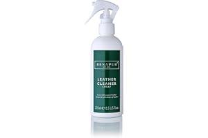Renapur Läderrengöringsspray 250 ml – Naturlig djupgående rengöring för lädermöbler, bilinredning, skor, väskor, kläder, sadlar och träns - Förpackningen kan variera