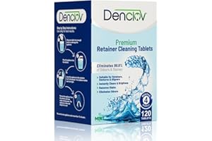 DENCLOV Retainer Cleaning Tablets- 120 Tablets, Fresh Brite & Stain-Free, for Invisalign, Aligners, Dentures, Mouth Guard, Denture Cleaner - 120 Tablets 4 Month Supply