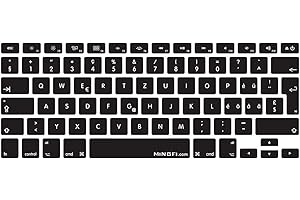 MiNGFi Suisse Silicone Clavier Coque de Protection/Couverture pour MacBook Pro/Air (2008-2015) Modèle A1278 A1286 A1369 A1398 A1425 A1466 A1502 EU/ISO Clavier - Noir