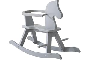 roba Cavallo a Dondolo per Bambini - Anello di Protezione Rimovibile - dai 12 Mesi / 1 Anno - Ideale come Regalo - Legno Massiccio - Grigio