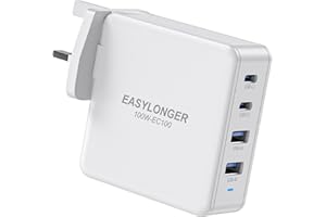 EASYLONGER 100W USB C Charger, USB C Plug 4-Ports, Super Fast Charger GaN Charger, USB Adapter PD PPS Wall Charger, USB Charger for Macbook, iPhone, Laptop, iPad, Galaxy, Steam Deck, Cell Phone