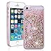 Produktbild SMART LEGEND für iPhone 5/5S/SE Hardcase Liquid Hülle Glitter Case Hartschale Transparent Schutzhülle Handyhülle Fließen Flüssig Schwimmend Premium Shiny Glanz Sparkle Bling Diamant Strass Tasche Skin Schale Hart PC Clear Kristall Handytasche Etui - Gold