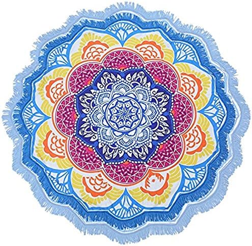 Beach Towel Tapestry Round Tapestry Print Yoga Mat Meditation Bohemian Maxi Holiday Dress Holiday Tablecloth Thermal Insulation Tippet Shawl Indian Round Beach Mat Covers Peacock Bedspread Picnic Decor Picnic Multi-purpose Decorative Wall Hanging Beach Throw Soft Swim Towel Beach with Decorative Tassels 150cm (style 1)