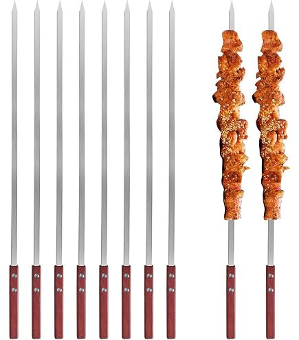 20 pezzi spiedini in acciaio inox per barbecue, spiedini piatti in