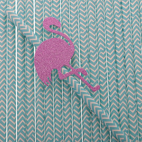 Gazechimp Strand Party hawaii Party Strohhalme Trinkhalme Papierstrohhalme Set/25pcs – Flamingo, 19,6 x 0,6 cm - 3
