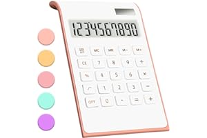 QPENGUINBABIES Calcolatrice oro rosa, forniture per ufficio e accessori, batteria solare a 10 cifre, calcolatrice Dual Power Desktop con ampio display LCD, rosa per ufficio