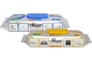 ‎UZMAN Sleepy Easy Clean Reinigungstücher Doppelpack (2×30 Stück = 60 Blatt) – 1× Super Fettlöser & 1× Super Kalkentferner – Doppelseitige Tücher mit Essig, Natron & Zitronensalz