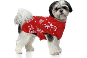 Hjyokuso Cane Maglione Maglione di Natale, Cane Gatto Morbido Pullover di Maglieria Vestiti, Inverno Caldo Cane Cappotto Maglione Giacca, per cani domestici piccoli, medi e grandi - Rosso, S