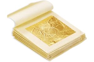 20 fogli in foglia d'oro commestibile 24 K, fogli sciolti in lamina d'oro puro per torte e cioccolatini, decorazione, trucco, doratura, salute e spa, 4,7 x 1,7 pollici