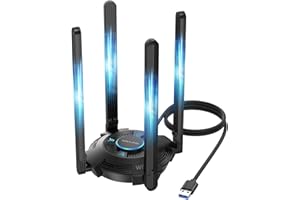 WAVLINK WiFi 7 USB WLAN Stick für PC, BE6500 Tri-Band USB WLAN Adapter mit integriertem Treiber, WPA3, MLO und Multi-RU, 5DBI-Antennen mit hoher Verstärkung, nur für Windows 11/10