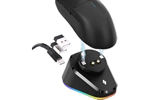 MOSHOU Inalámbrico Cargador para Logitech G Pro X Superlight(2), G502 X Lightspeed/Plus, G Pro Wireless, G703 G903, Base de Carga con RGB para Razer DeathAdder V2 Pro/Naga Pro/Viper Basilisk Ultimate(Negro)