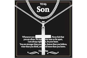 USEEDOVIA Cuban Chain Cross Necklaces Set Gifts for Son/Grandson/Dad/Boyfriend, Mens Boys Chain Necklace Gifts for Men Boys Him, Jewellery Presents for Birthday Christmas Valentines Day Graduation