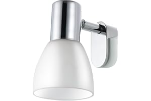 ‎EGLO EGLO Spiegellampe Sticker, Wandleuchte, Spiegelleuchte aus Metall und opal-mattem Glas, Badezimmer Lampe in Chrom, Weiß, Feuchtraumleuchte, IP44, E14 Fassung