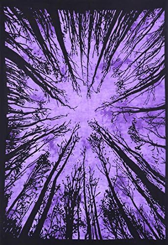 Tree of Life Purple Tye Die Small Wall Hanging Locust Trees Forest Tapestry Poster