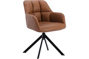 WAHSON OFFICE CHAIRS Wahson Krzesło biurkowe ze skóry PU, nowoczesny fotel obrotowy z metalowymi nogami, okazjonalne krzesło akcentujące do domu biura / salonu / sypialni, brązowe