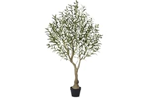 ‎VERINATURAL VeriNatural Olive Tree Artificial Plant 150 cm Fake Plant Plastic Plants Artificial Plants - 1012 Leaves & 48 Olives UV-Resistant Sturdy Pot - Decoration for Living Room Balcony Office